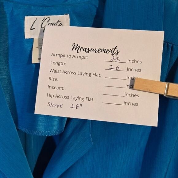 L'Gante Blue Button-Down Blouse Size 20 - Made in USA! 0266 - Picture 4 of 6